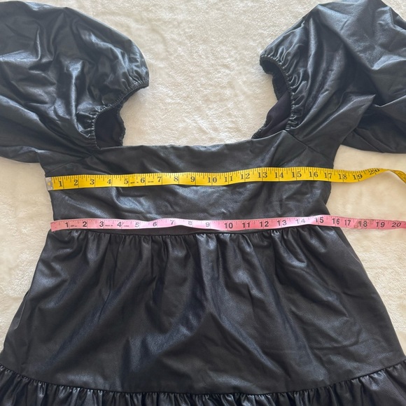 Amanda Uprichard Maisie Leather Puff Sleeve Mini Dress NWOT Large - Picture 5 of 6